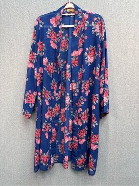 Jorja Navy Floral Sheer Kimono coverup - Women